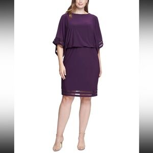 Women’s Formal Dress Plus Size 18W JESSICA HOWARD Purple Elbow Sleeve Blouson